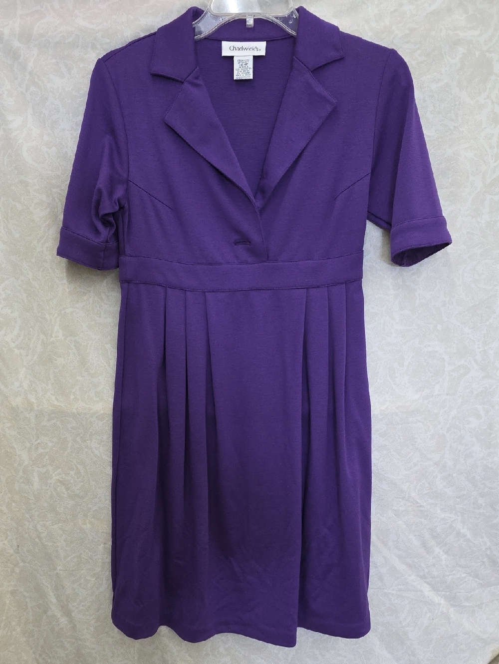 Chadwick's Purple Collared Short-Sleeve Dress